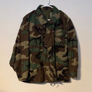 Vintage U.S. Army Green and Brown Camouflage Field Jacket Sz. M